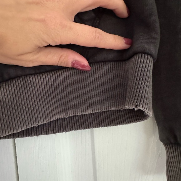 Victorias Secret Pink Distressed Hoodie Black Zip Up Sweater Size Small Dog Logo - Picture 6 of 7